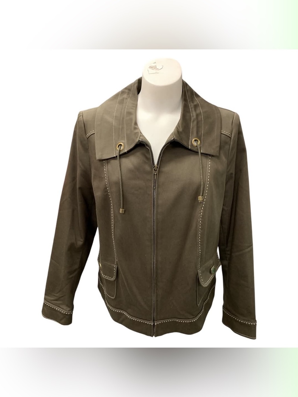 TanJay Olive Utility Zip-Front Jacket Size M